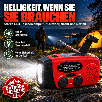Multifunktionales tragbares Solar-Notfallradio – Powerbank, Handkurbel & Wetterwarnungen für Outdoor-Abenteuer und Notfälle