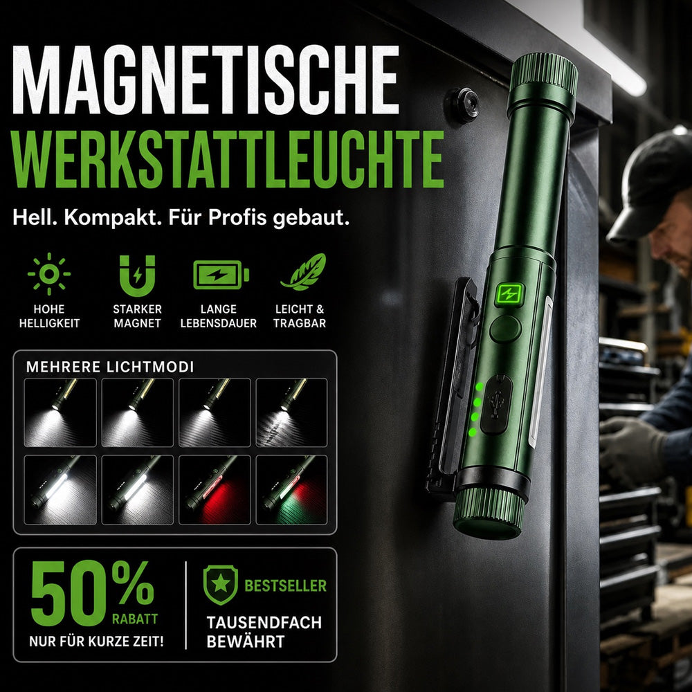 🧲🔦Multifunktionale, stiftförmige Arbeitsleuchte mit starkem Magnetfeld🧲