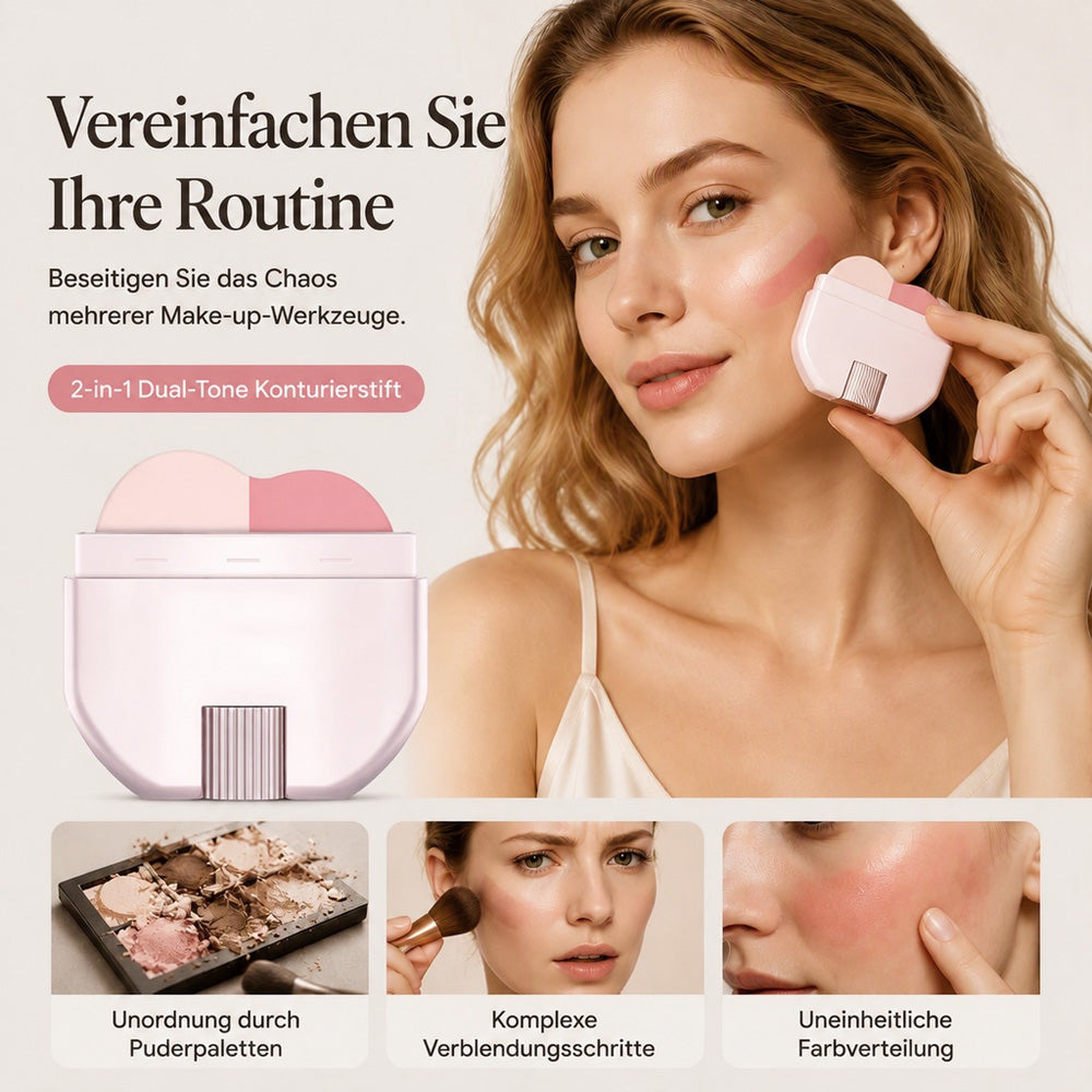 🌟2‑in‑1 Highlighter‑ und Rouge‑à‑Joues‑Stick, langanhaltend, natürlicher strahlender Teint in einem Handgriff