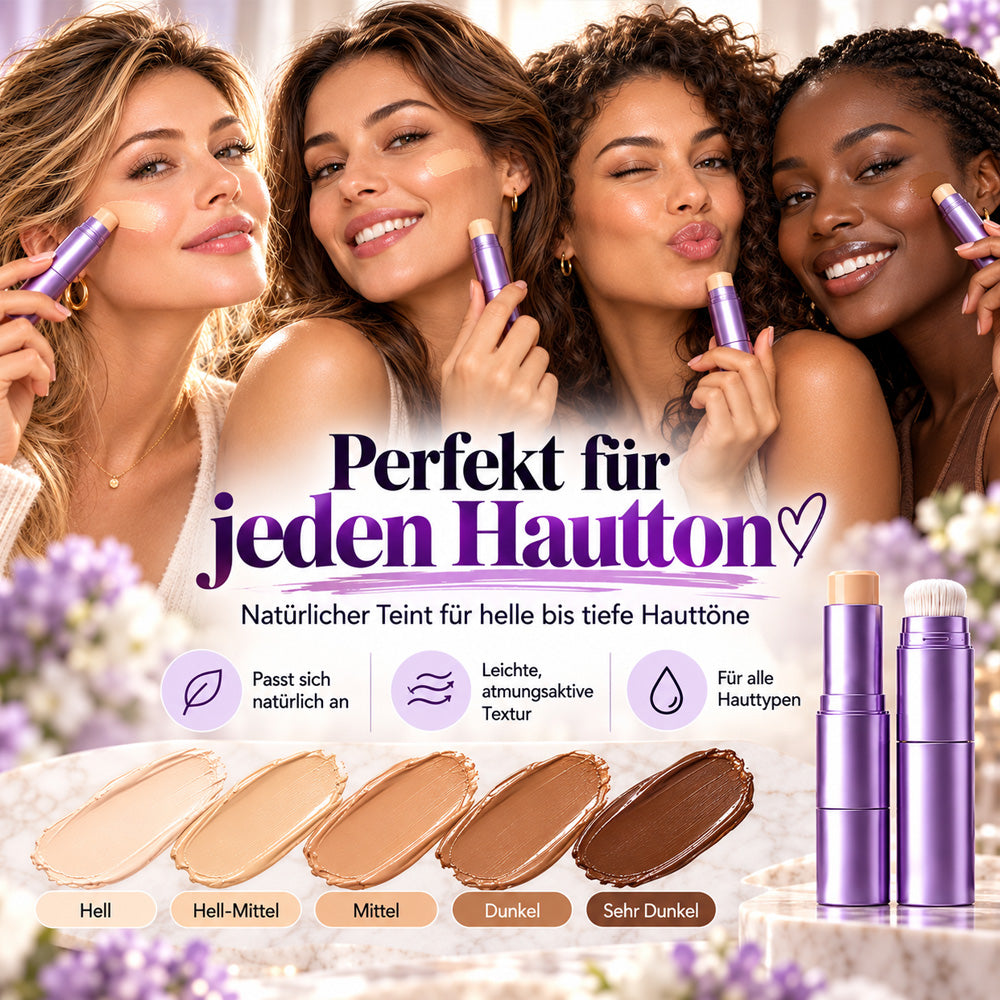 🌿 2-in-1 Foundation-Stick mit Farbwechsel, cremige Textur für ein geschmeidiges Hautgefühl