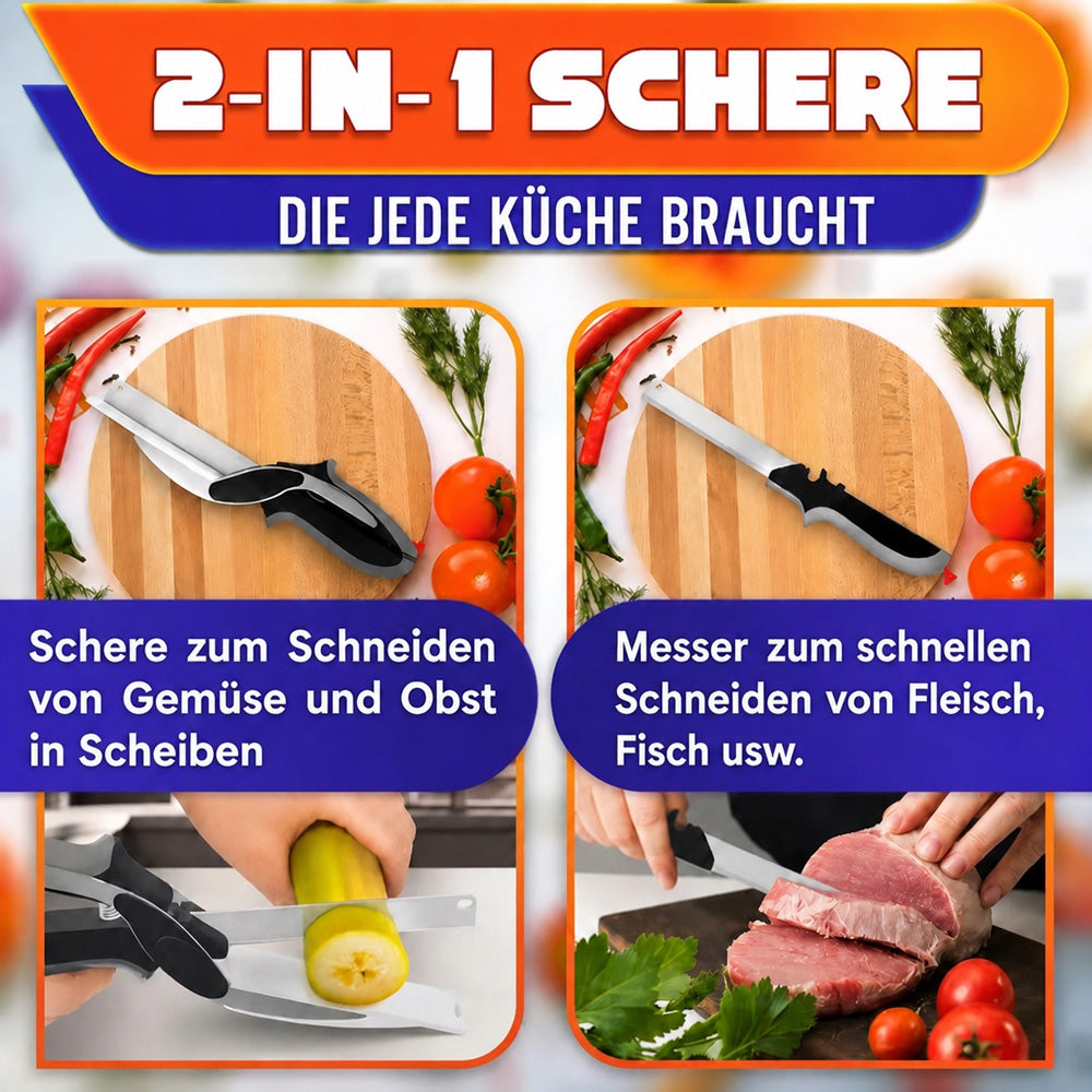 🧑‍🍳 2-in-1-Küchenschere für Lebensmittel – Schneideschere aus Edelstahl mit Sicherheitsverschluss