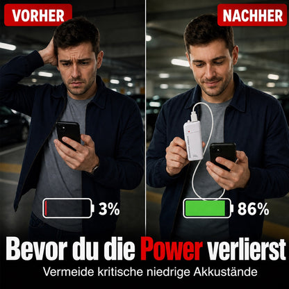 Tragbares Notfall-Ladegerät für Mobiltelefone – Powerbank mit AA-Batterien und LED-Taschenlampe