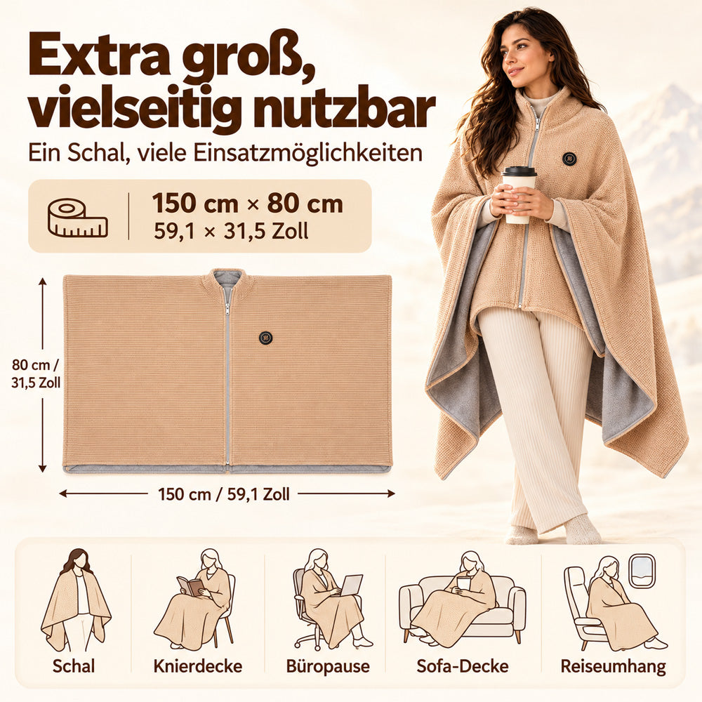 🔥 Weihnachtssale – 50 % RABATT! ❄️ Bleib den ganzen Winter warm – Tragbarer elektrischer Wärmeschal als Decke