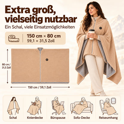🔥 Weihnachtssale – 50 % RABATT! ❄️ Bleib den ganzen Winter warm – Tragbarer elektrischer Wärmeschal als Decke
