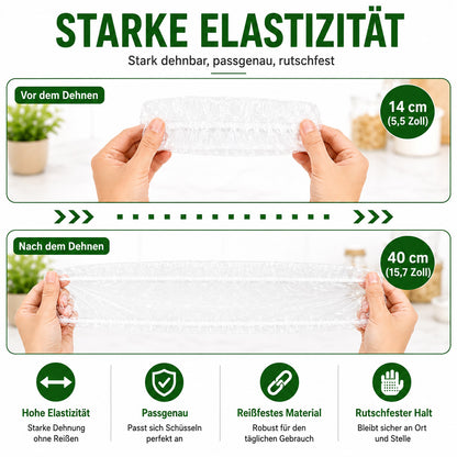 🥬 50% RABATT! 🥔🥕 100 Pcs Einweg-Dehnfolien für Schalen & Teller – Elastisch, lebensmittelecht & vielseitig – Perfekte Alternative zu Frischhaltefolie für die Küche ✨