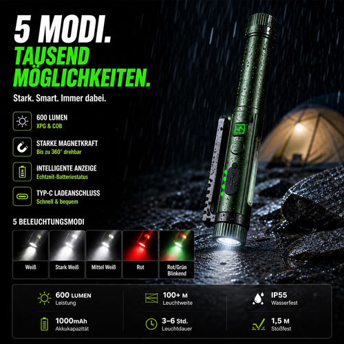 🧲🔦Multifunktionale, stiftförmige Arbeitsleuchte mit starkem Magnetfeld🧲