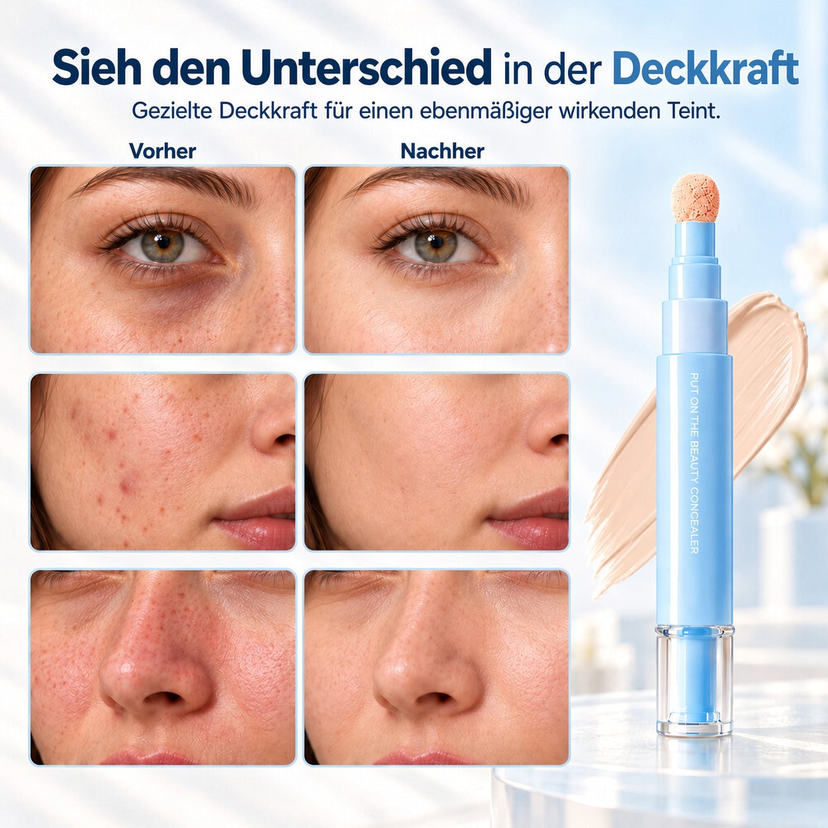 🎁 1+1 GRATIS✨ Concealer Stift & Creme – deckt Augenringe, Pickel & Flecken ab, spendet Feuchtigkeit & verblendet nahtlos