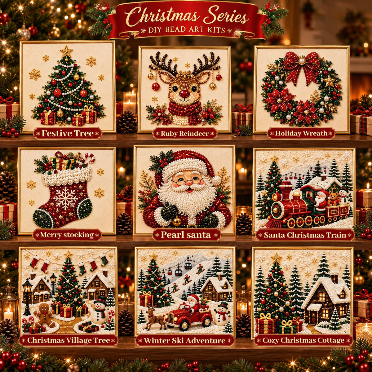 ✨ 3D-Weihnachtsperlen-Bastelset – Entspannende DIY-Weihnachtsdekoration