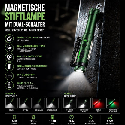 🧲🔦Multifunktionale, stiftförmige Arbeitsleuchte mit starkem Magnetfeld🧲
