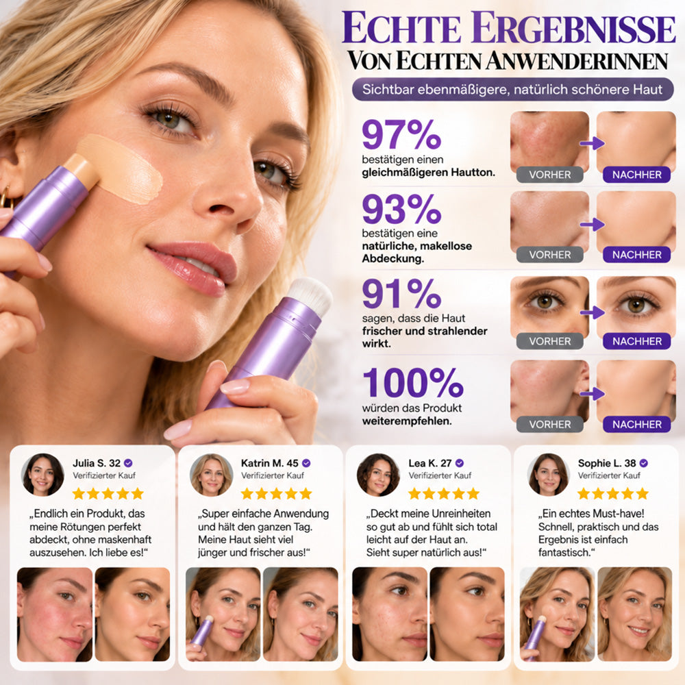 🌿 2-in-1 Foundation-Stick mit Farbwechsel, cremige Textur für ein geschmeidiges Hautgefühl