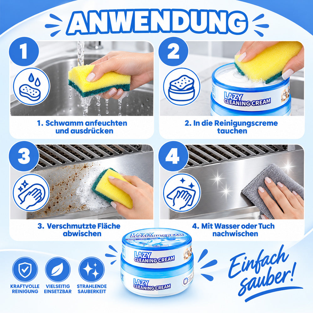 🔥Heißer Sale: 50 % Rabatt🎁Multifunktionale wirksame Reinigungscreme mit Schwamm✨ Weniger Schrubben · Einfache Anwendung · Vielseitig einsetzbar