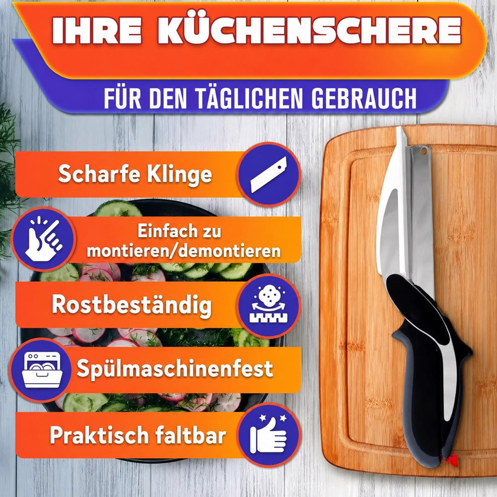 🧑‍🍳 2-in-1-Küchenschere für Lebensmittel – Schneideschere aus Edelstahl mit Sicherheitsverschluss