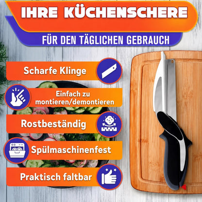 🧑‍🍳 2-in-1-Küchenschere für Lebensmittel – Schneideschere aus Edelstahl mit Sicherheitsverschluss