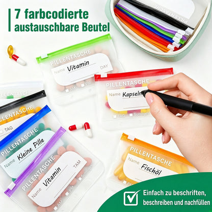 🥳 2026 TOP-ANGEBOT 💞 BIS ZU 50 % RABATT!! 💊 A8 wasserdichter Organizer mit 14 farbcodierten Fächern – kompakter Reise-Medikamenten-Organizer für Tabletten, Vitamine & Nahrungsergänzungsmittel