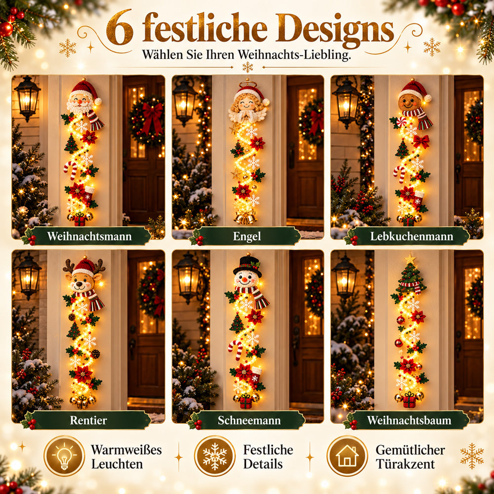 ⏳ Letzter Tag! 49 % Rabatt – 🎄✨🎅 MerryCascade™ Leuchtender Weihnachtstürhänger