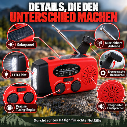 Multifunktionales tragbares Solar-Notfallradio – Powerbank, Handkurbel & Wetterwarnungen für Outdoor-Abenteuer und Notfälle