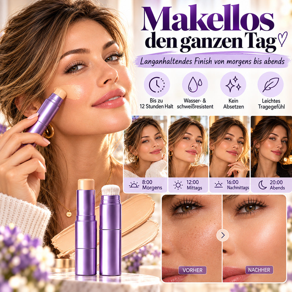 🌿 2-in-1 Foundation-Stick mit Farbwechsel, cremige Textur für ein geschmeidiges Hautgefühl