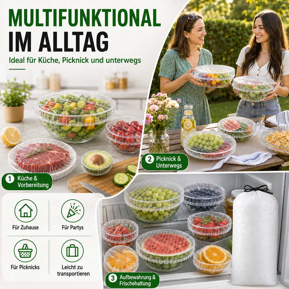 🥬 50% RABATT! 🥔🥕 100 Pcs Einweg-Dehnfolien für Schalen & Teller – Elastisch, lebensmittelecht & vielseitig – Perfekte Alternative zu Frischhaltefolie für die Küche ✨