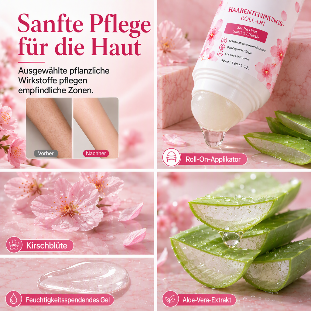 Sanfter Roll-On zur schonenden Körperhaarentfernung