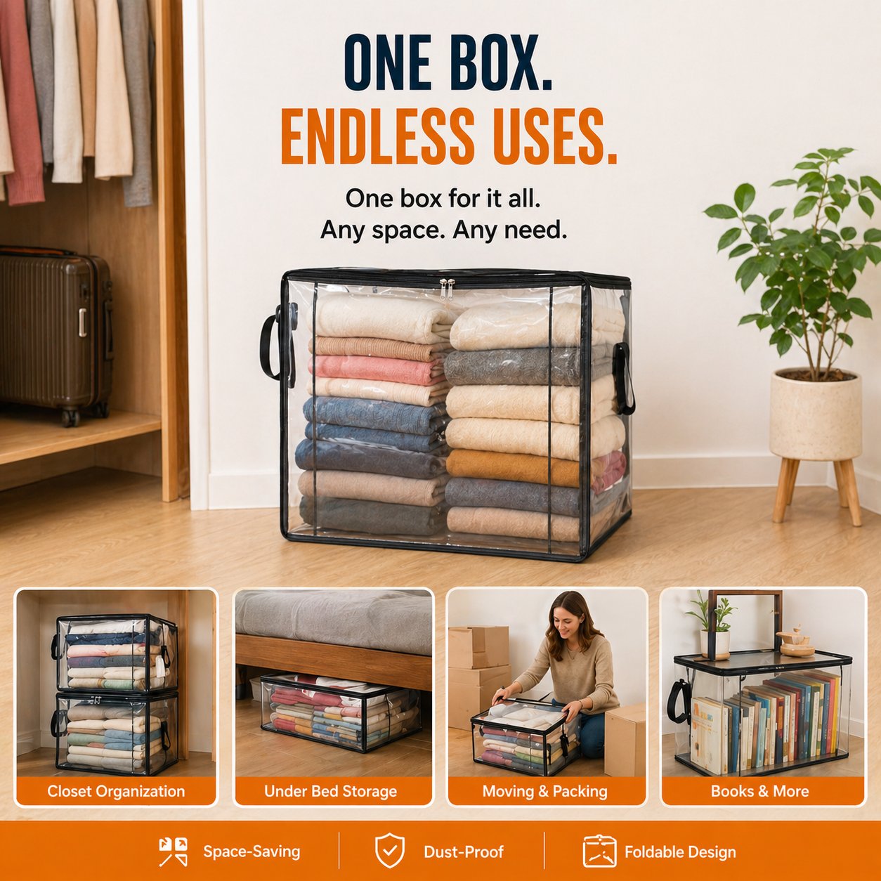 💞LAST DAY 50% OFF ✨📦Lumazilo® Large Heavy-Duty Thick Plastic Clear Storage
