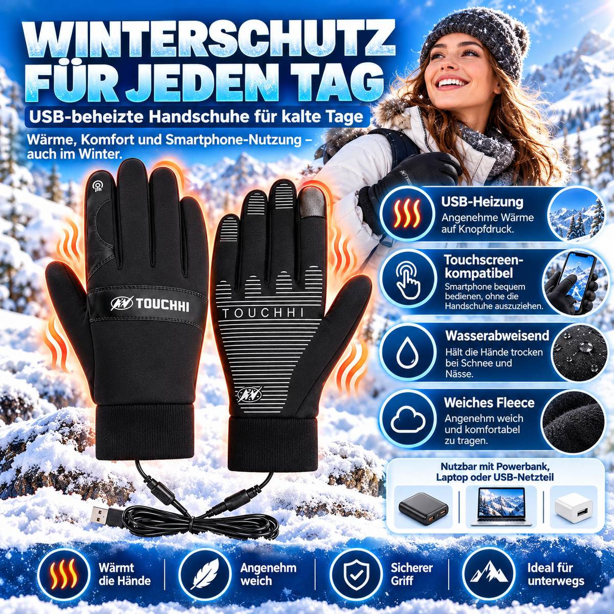🎁Winter Outdoor Warm Electric Heated Gloves