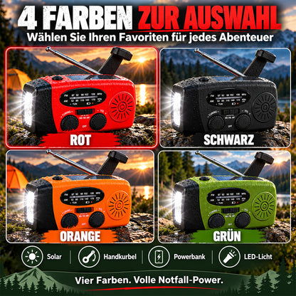 Multifunktionales tragbares Solar-Notfallradio – Powerbank, Handkurbel & Wetterwarnungen für Outdoor-Abenteuer und Notfälle