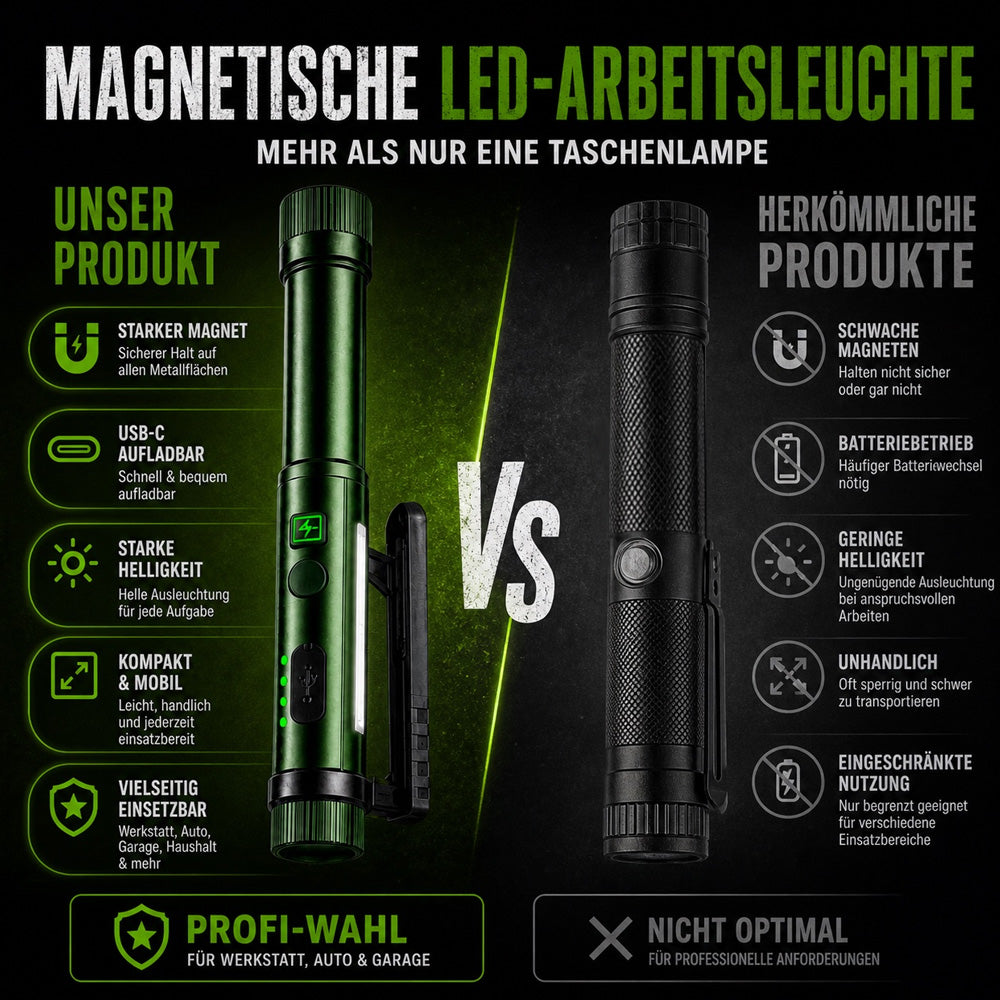 🧲🔦Multifunktionale, stiftförmige Arbeitsleuchte mit starkem Magnetfeld🧲