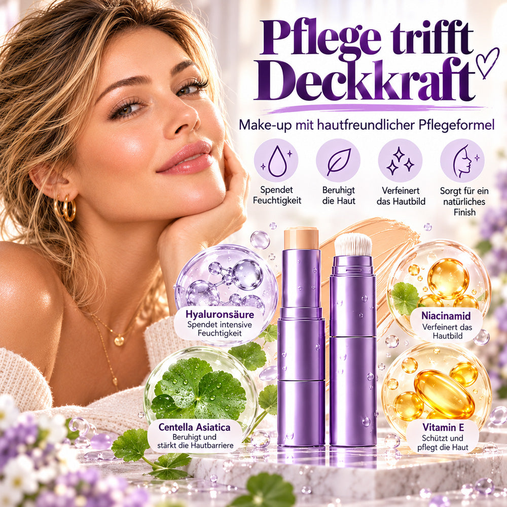 🌿 2-in-1 Foundation-Stick mit Farbwechsel, cremige Textur für ein geschmeidiges Hautgefühl