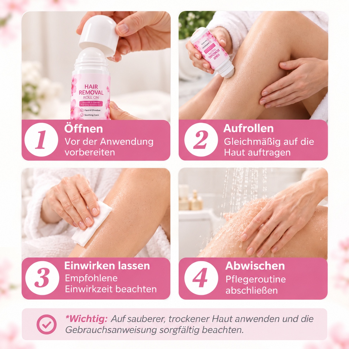 Sanfter Roll-On zur schonenden Körperhaarentfernung