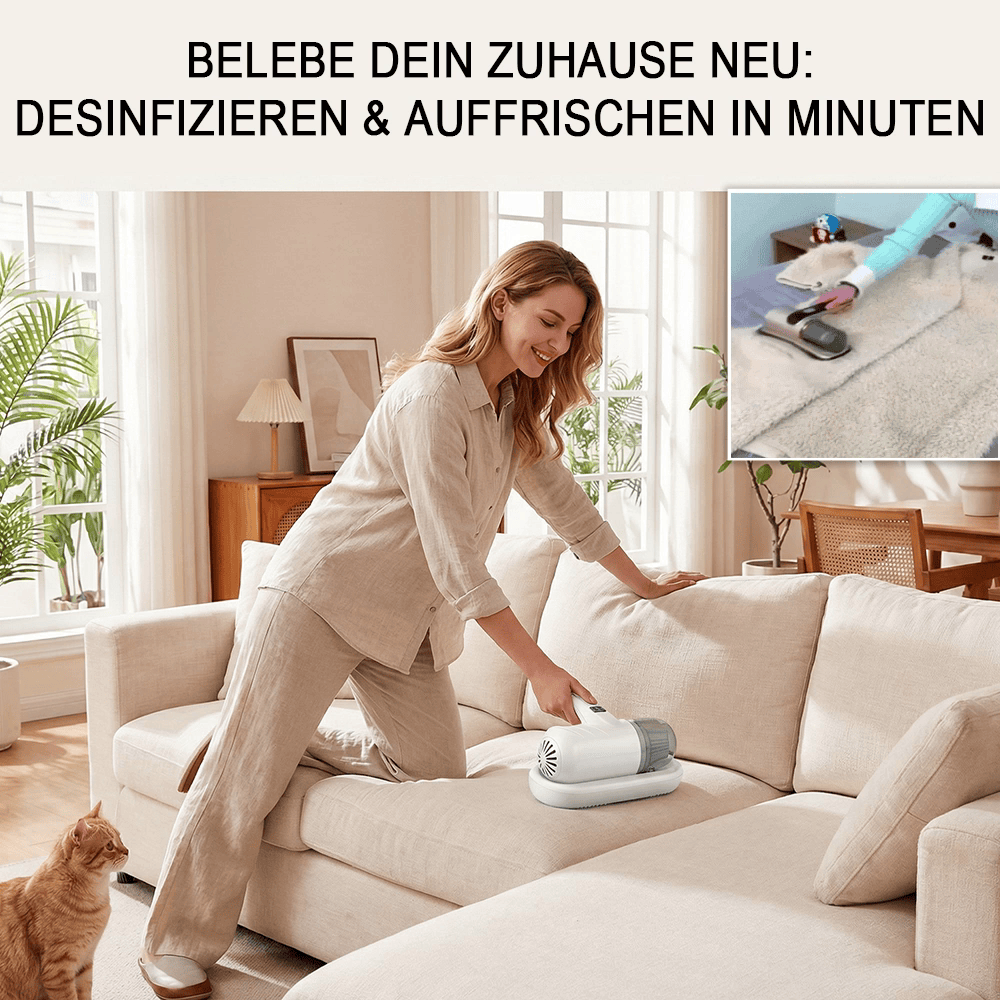 🌟Komplett aufgerüstet🛏️Über 500.000 Stück verkauft!💝Bettstaubsauger mit UV-C-Licht – Klopfen + Saugen + UV in einem!💥🔦