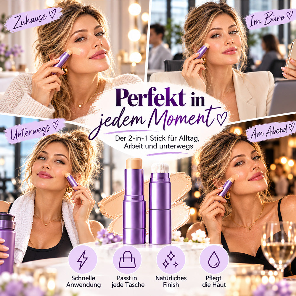 🌿 2-in-1 Foundation-Stick mit Farbwechsel, cremige Textur für ein geschmeidiges Hautgefühl