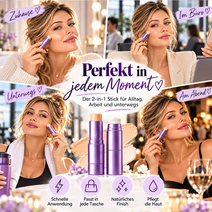 🌿 2-in-1 Foundation-Stick mit Farbwechsel, cremige Textur für ein geschmeidiges Hautgefühl