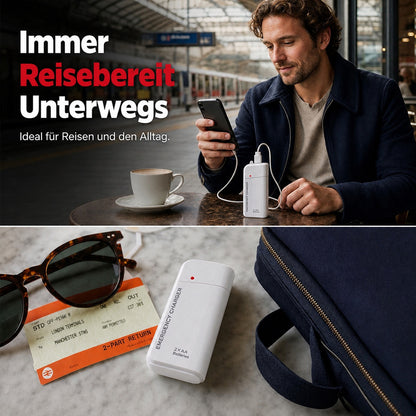 Tragbares Notfall-Ladegerät für Mobiltelefone – Powerbank mit AA-Batterien und LED-Taschenlampe