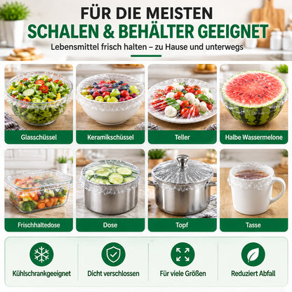 🥬 50% RABATT! 🥔🥕 100 Pcs Einweg-Dehnfolien für Schalen & Teller – Elastisch, lebensmittelecht & vielseitig – Perfekte Alternative zu Frischhaltefolie für die Küche ✨