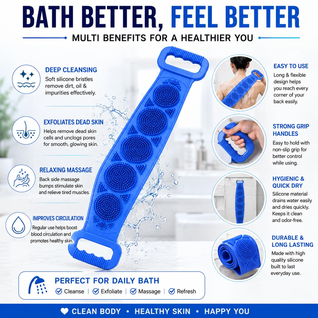 🧼 Silikon-Duschbürste – Weiche Borsten, sanfte Reinigung für empfindliche Haut 🚿