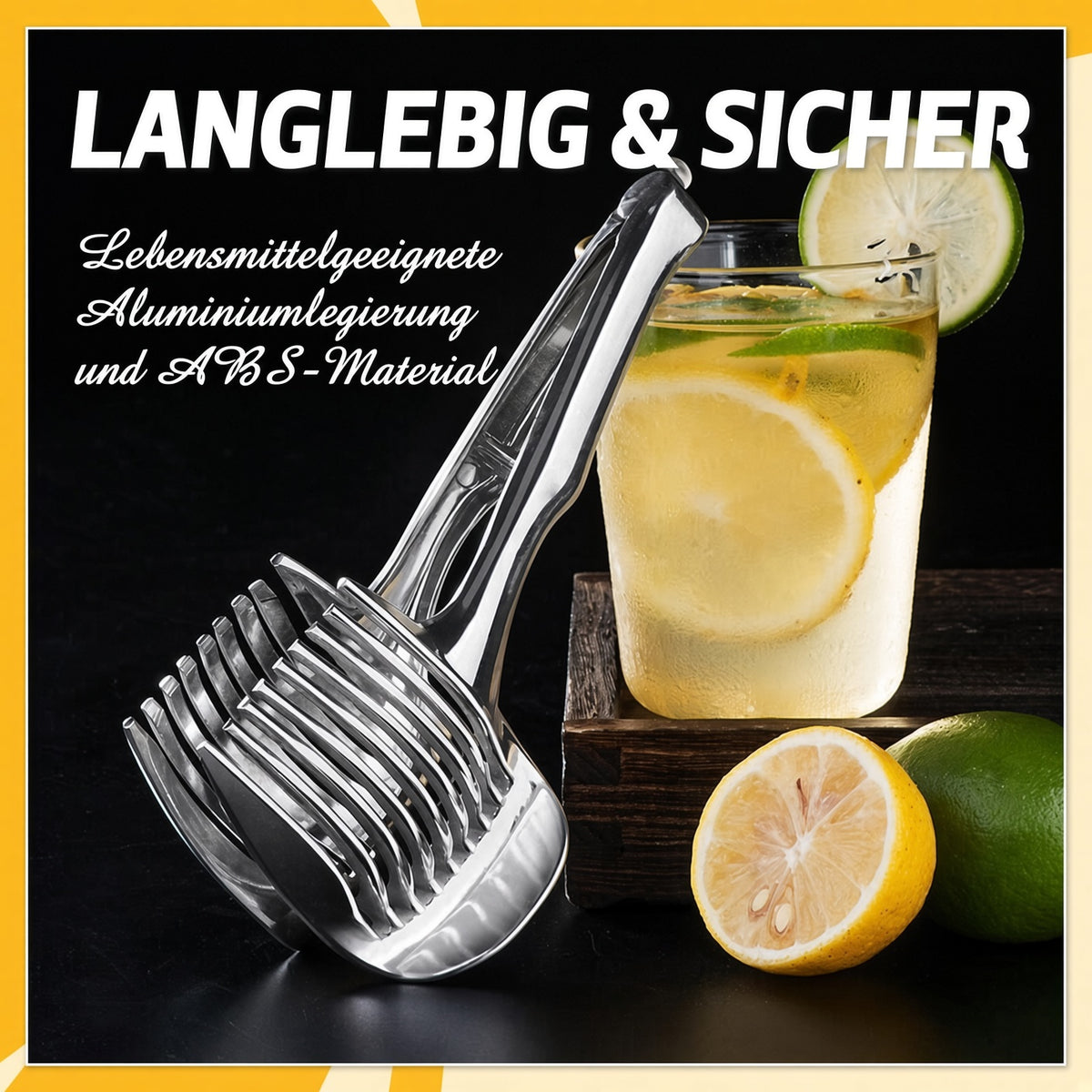🍋 JETZT 50 % RABATT! Kreativer Küchen-Schneidehelfer aus lebensmittelechter Aluminiumlegierung, handlicher Schneidehalter zum schnellen Schneiden von Zitronen, Tomaten, Zwiebeln sowie weichem Obst und Gemüse
