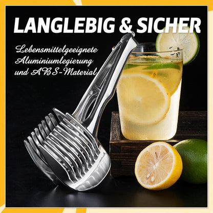🍋 JETZT 50 % RABATT! Kreativer Küchen-Schneidehelfer aus lebensmittelechter Aluminiumlegierung, handlicher Schneidehalter zum schnellen Schneiden von Zitronen, Tomaten, Zwiebeln sowie weichem Obst und Gemüse