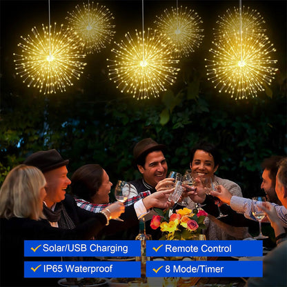 🔥Solange der Vorrat reicht 40 % Rabatt!🎉Solar-Feuerwerks-Lichterkette für Garten und Partys