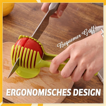 🍋 JETZT 50 % RABATT! Kreativer Küchen-Schneidehelfer aus lebensmittelechter Aluminiumlegierung, handlicher Schneidehalter zum schnellen Schneiden von Zitronen, Tomaten, Zwiebeln sowie weichem Obst und Gemüse