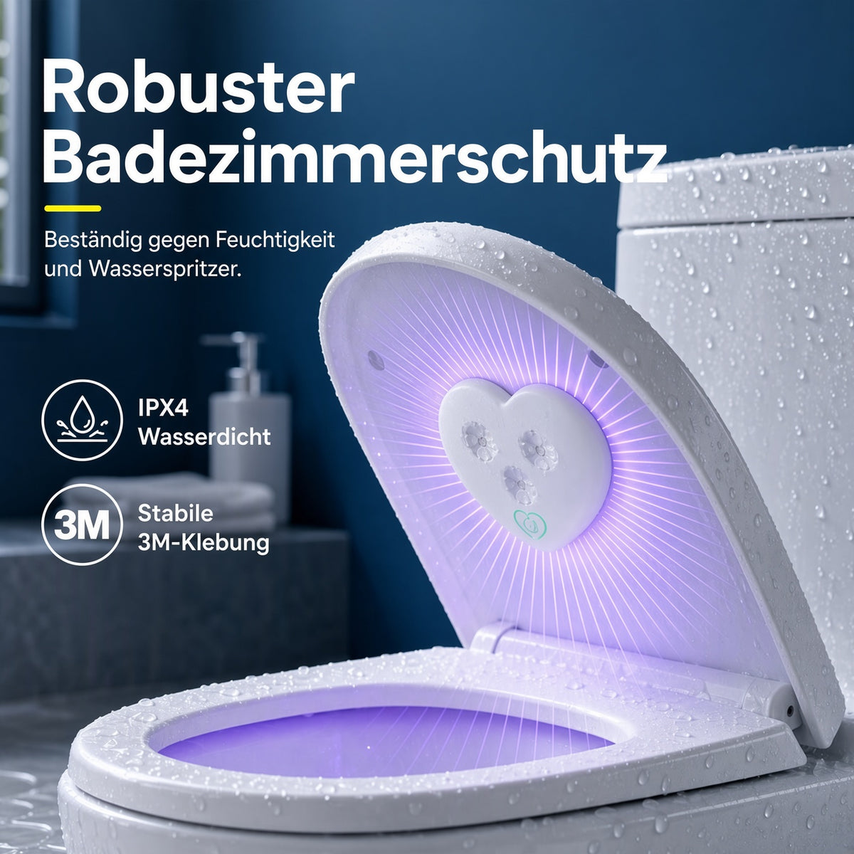 🚽✨Intelligente UVC-Toilettensterilisationslampe🦠 UVC-Technologie · 🤖 Intelligenter Sensor · 🔋 USB-C