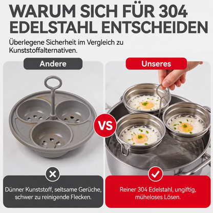 🍳 Multifunktionaler Mini-Eierkocher aus Edelstahl – Zum Kochen und Dämpfen von Eiern für den täglichen Gebrauch