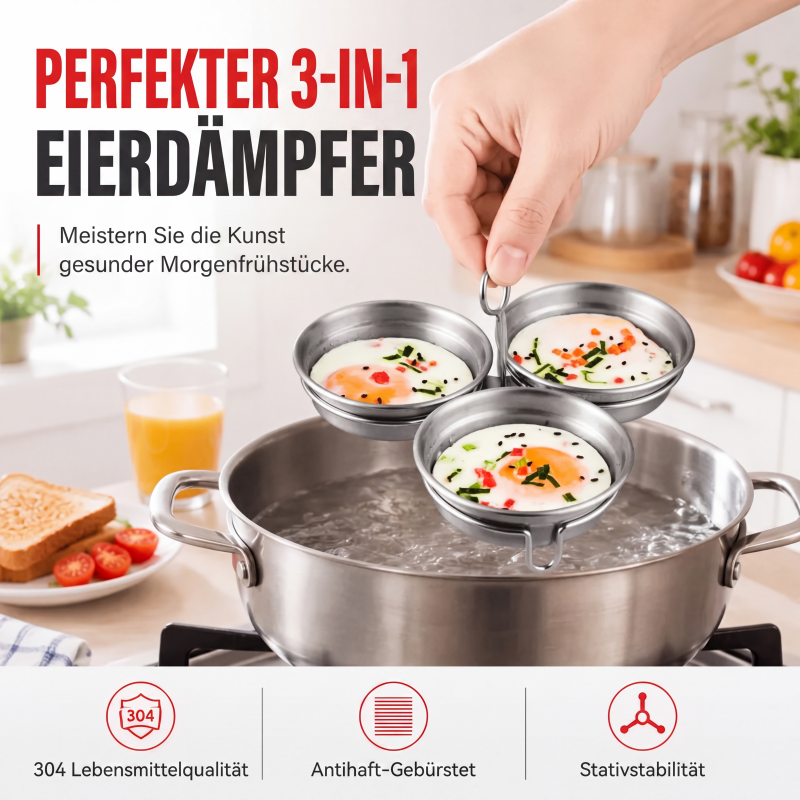 🍳 Multifunktionaler Mini-Eierkocher aus Edelstahl – Zum Kochen und Dämpfen von Eiern für den täglichen Gebrauch