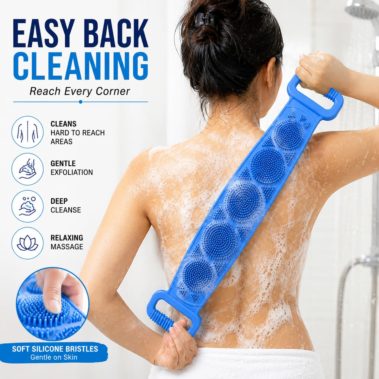🧼 Silikon-Duschbürste – Weiche Borsten, sanfte Reinigung für empfindliche Haut 🚿