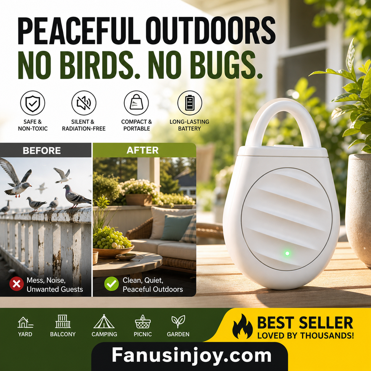 🔥 Zeitlich begrenztes Angebot: 3 kaufen, 2 gratis erhalten! 🐦 Keine Probleme mehr mit Vögeln, Wildtieren und Heuschrecken! Tragbarer Ultraschall-Vogelabwehr-Schlüsselanhänger