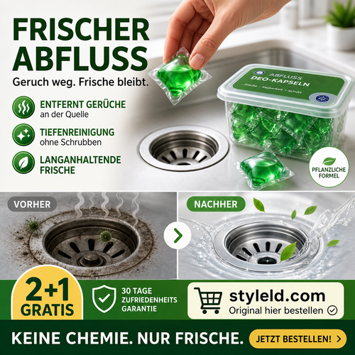 🏠💧 50 % Rabatt! Abfluss‑Deodorant‑Tabs – Bio‑Enzym‑Formel neutralisiert Gerüche direkt an der Quelle. Sofortiger Frischeduft, ohne aggressive Chemikalien. Verabschieden Sie sich von unangenehmen Gerüchen.