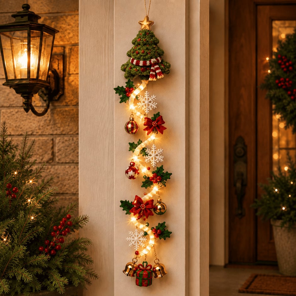 ⏳ Letzter Tag! 49 % Rabatt – 🎄✨🎅 MerryCascade™ Leuchtender Weihnachtstürhänger