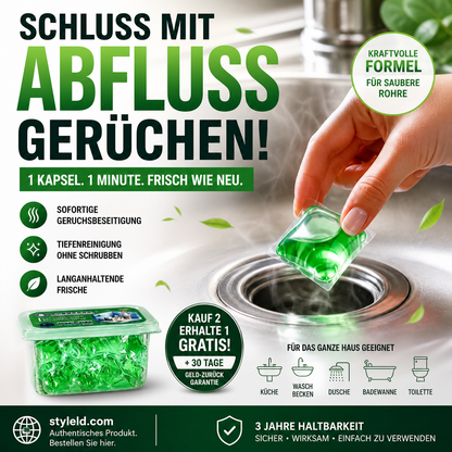 🏠💧 50 % Rabatt! Abfluss‑Deodorant‑Tabs – Bio‑Enzym‑Formel neutralisiert Gerüche direkt an der Quelle. Sofortiger Frischeduft, ohne aggressive Chemikalien. Verabschieden Sie sich von unangenehmen Gerüchen.