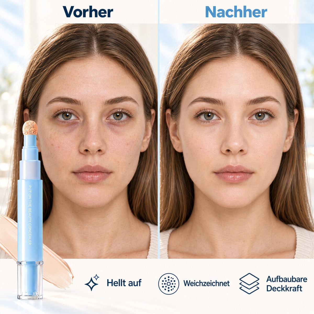 🎁 1+1 GRATIS✨ Concealer Stift & Creme – deckt Augenringe, Pickel & Flecken ab, spendet Feuchtigkeit & verblendet nahtlos