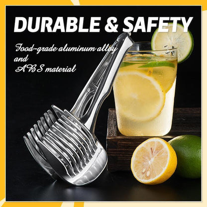 🍋 JETZT 50 % RABATT! Kreativer Küchen-Schneidehelfer aus lebensmittelechter Aluminiumlegierung, handlicher Schneidehalter zum schnellen Schneiden von Zitronen, Tomaten, Zwiebeln sowie weichem Obst und Gemüse