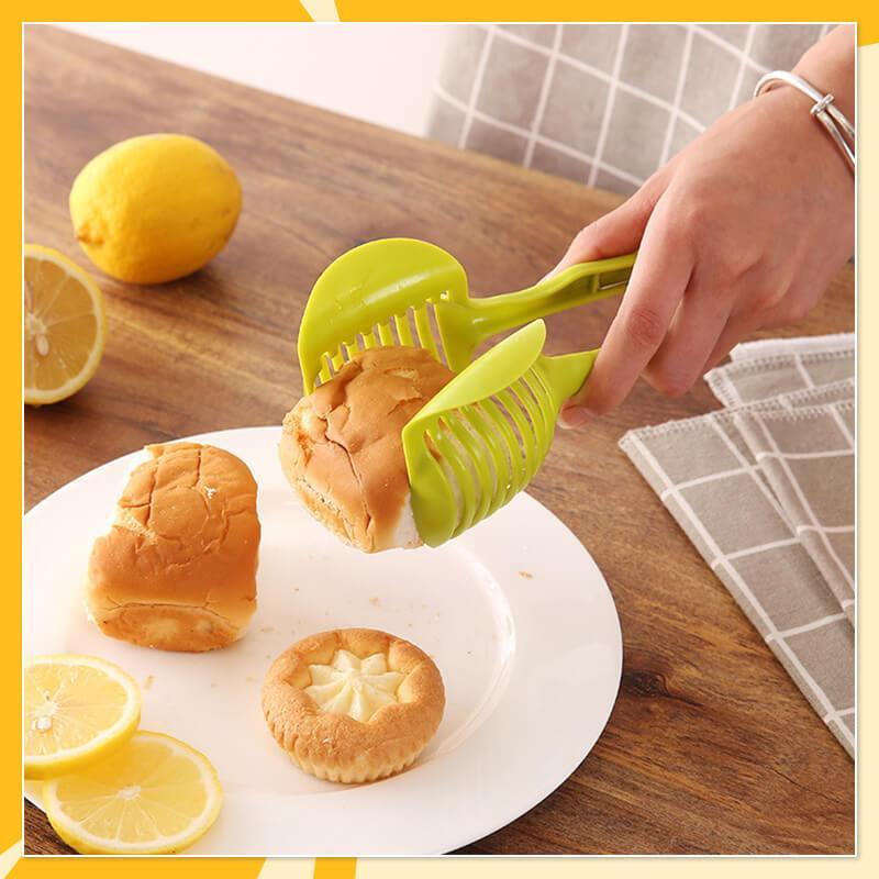 🍋 JETZT 50 % RABATT! Kreativer Küchen-Schneidehelfer aus lebensmittelechter Aluminiumlegierung, handlicher Schneidehalter zum schnellen Schneiden von Zitronen, Tomaten, Zwiebeln sowie weichem Obst und Gemüse